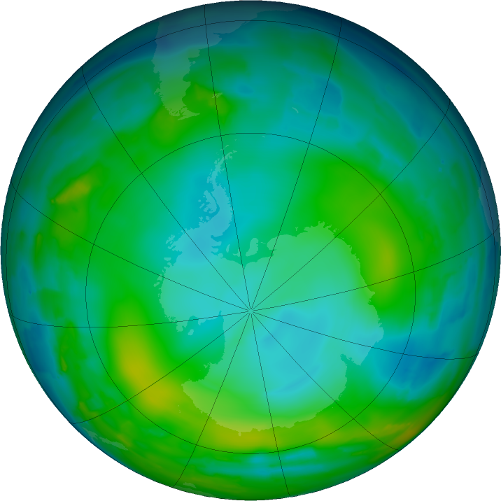 Antarctic ozone map for 11 June 2011